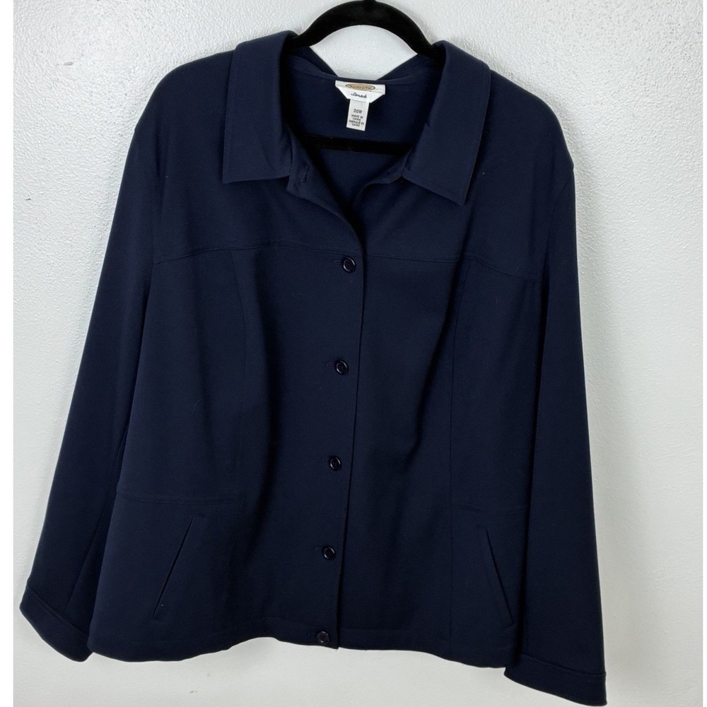 Talbots 20W Navy Blue Sailor Jacket Button Front Plus Size Preppy Nautical